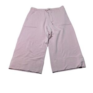 Quince Pants Women XL Pink SuperSoft Fleece Cropped Wide Leg Comfy Travel Lounge